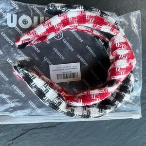 Anthropologie Red and Black Plaid Headband Set